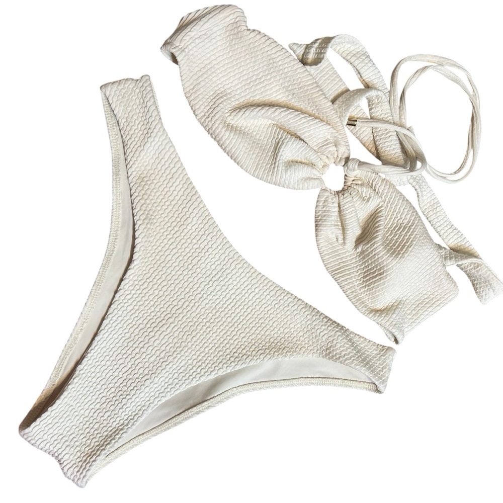 Monday swimwear Cream Textured Bikini Set beach pool luxe summer vacation swim